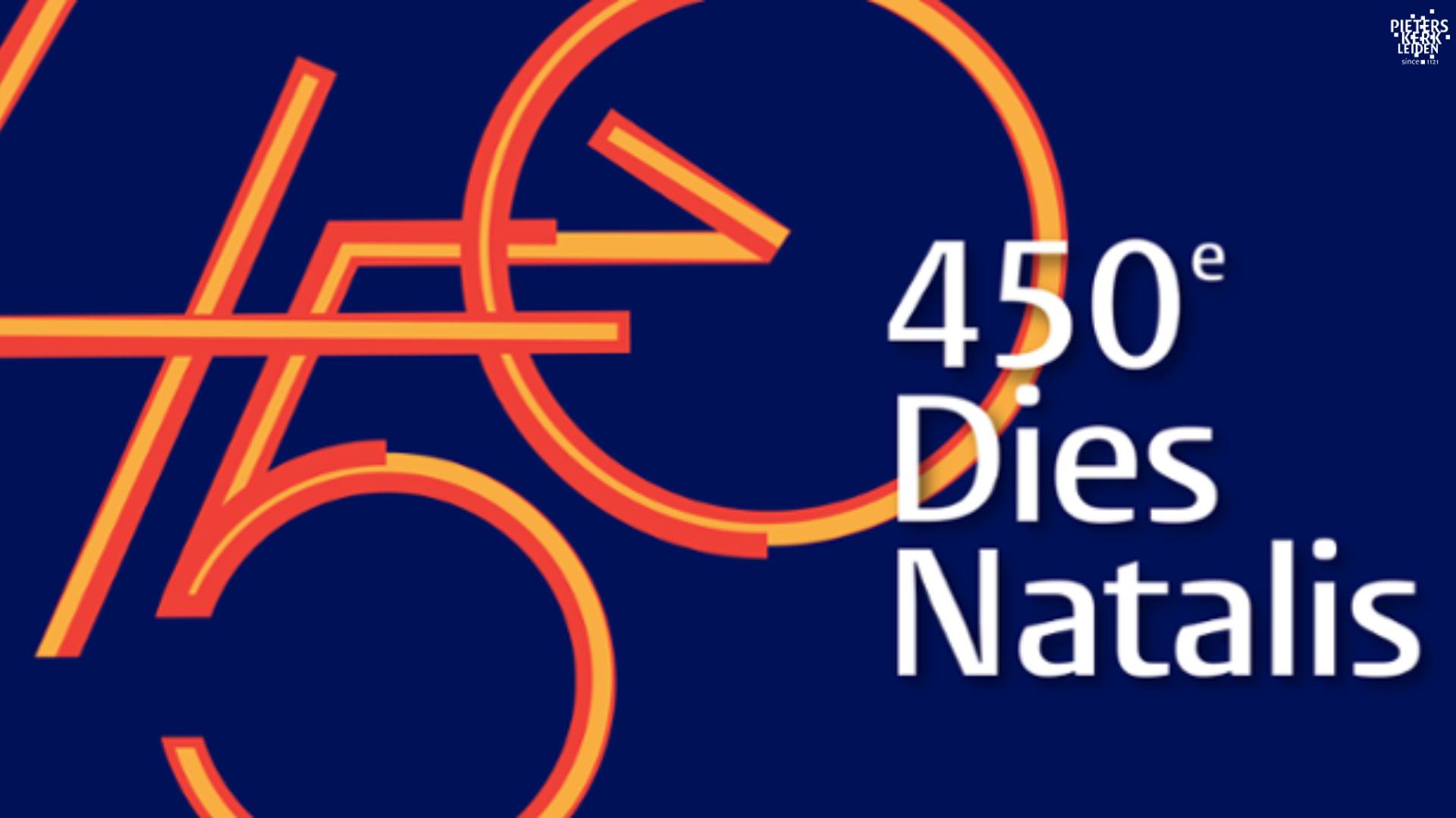 Logo van de 450e Dies Natalis van de Universiteit Leiden.