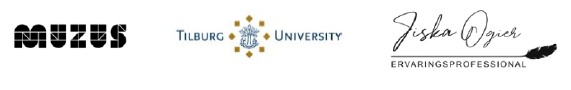 Logo's van Muzus, Tilburg University en Jiska Ogier Ervaringsprofessional
